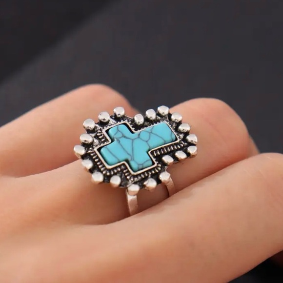 Jewelry - Turquoise and Silver Cross Ring